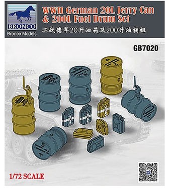 Bronco GB7020 WWII German 20L Jerry Can &amp; 200L Fuel Drum 1/72