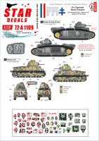 Star Decals 72-A1109 FFI # 2. Re-captured Beute Panzers. Char Renault B1 bis, Somua S 35 + generic FFI markings 1/72