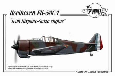 Planet Models PLT179 Koolhoven FK 58 „With Hispano Suiza Engine“ 1/48