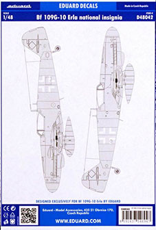 Eduard D48042 1/48 Bf 109G-10 Erla national insignia (EDU)