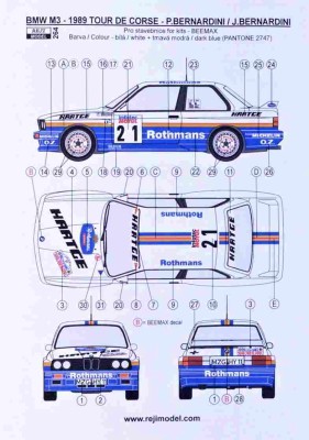 Reji Model 264 BMW M3 - 1989 Tour De Corse (decal) 1/24