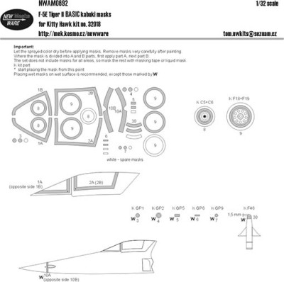 New Ware NWA-M0692 1/32 Mask F-5E Tiger II BASIC (KITTYH 32018)