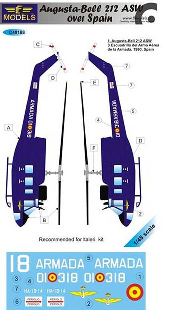 Lf Model C48188 Decals Augusta Bell 212 ASW over Spain (ITA) 1/48