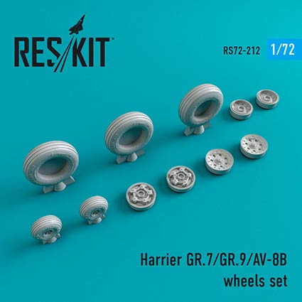 Reskit RS72-0212 Harrier GR.7/GR.9/AV-8B wheels (AIRF/REV/HAS) 1/72