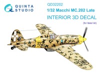 Quinta Studio QD32202 Macchi MC.202 Folgore поздний (Italeri) 3D Декаль интерьера кабины 1/32