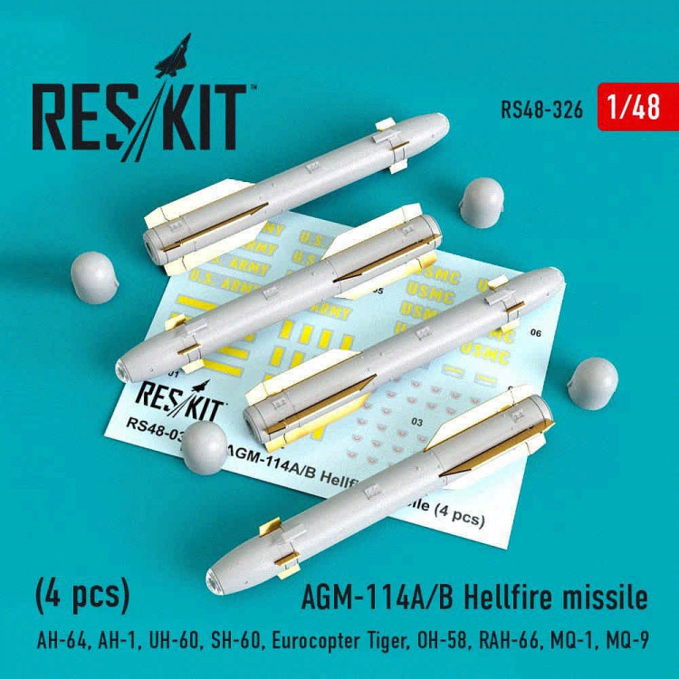 Reskit RS48-0326 AGM-114A/B Hellfire missile (4 pcs.) 1/48