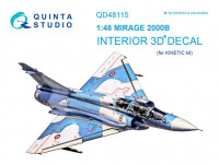 Quinta studio QD48115 Mirage 2000B (для модели Kinetic) 3D Декаль интерьера кабины 1/48