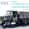 Quinta studio QD48029 GMC CCKW 353 (open cab) (Tamiya) 3D Декаль интерьера кабины 1/48