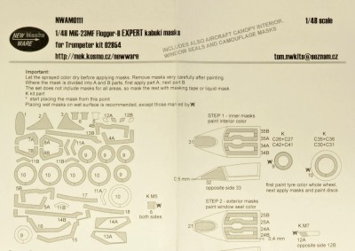 New Ware NWA-M0111 Mask MiG-23MF Flogger-B EXPERT (TRUM 02854) 1/48