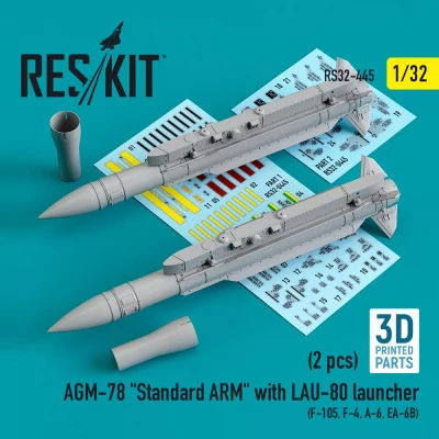 Reskit 32445 AGM-78 'Standard ARM' w/ LAU-80 launcher (2x) 1/32