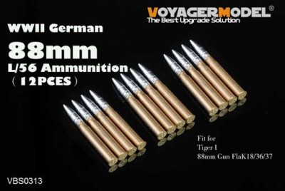 Voyager Model VBS0313 WWII German 88mm L/56 Ammunition(12PCES)(For All) 1/35