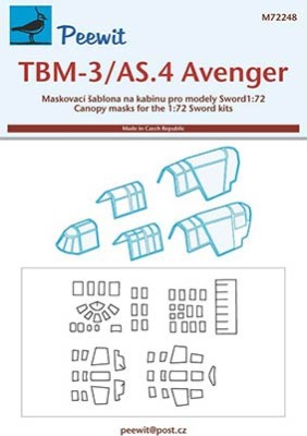 Peewit M72248 1/72 Canopy mask TBM-3S/AS.4 Avenger (SWORD)