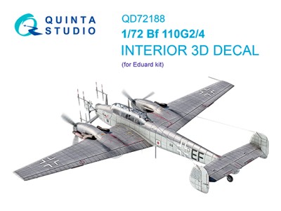 Quinta studio QD72188 Bf 110G2/4 (Eduard) 3D Декаль интерьера кабины 1/72
