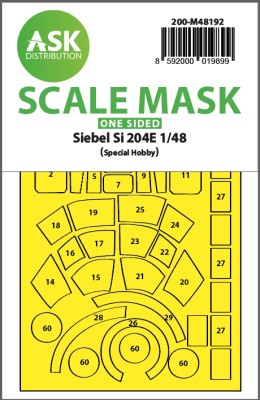Art Scale 200-M48192 Siebel Si 204E wheels and canopy frame paint mask (outside only) 1/48