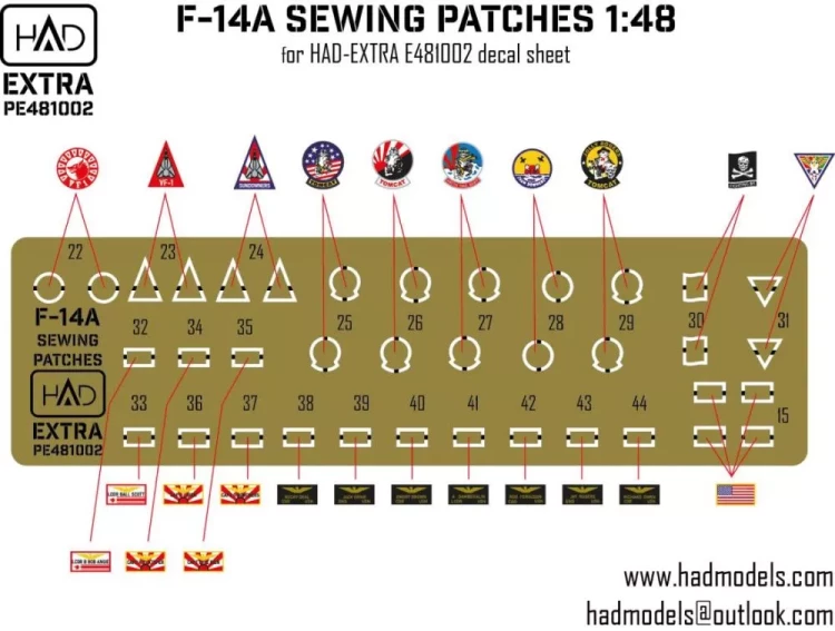 HAD PE481002 F-14A Sewing Patches (PE set) Vol.1 1/48