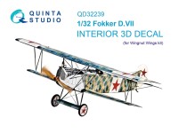 Quinta Studio QD32239 Fokker D.VII (Wingnut Wings) 3D Декаль интерьера кабины 1/32