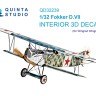 Quinta Studio QD32239 Fokker D.VII (Wingnut Wings) 3D Декаль интерьера кабины 1/32