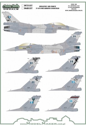 Model Maker Decals D72137 Hellenic Air Force F-16's Squadrons 1/72