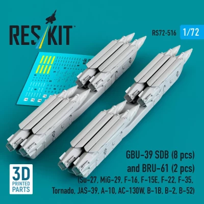 Reskit 72516 GBU-39 SDB (8 pcs) and BRU-61 (2 pcs.) 1/72