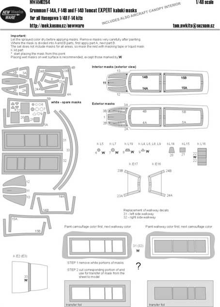 New Ware NWA-M0284 1/48 Mask Grumman F-14A/B/D Tomcat EXPERT (HAS)