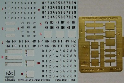 HAD J35015 Hungarian License Plates (1950-2000) w/ PE 1/35