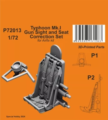 CMK P72013 Typhoon Mk.I Gun Sight &amp; Seat Correction Set 1/72