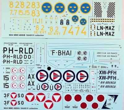 Maestro Models MMCD-4809 1/48 Decals SAAB 91 B/C/D Safir (5x camo)