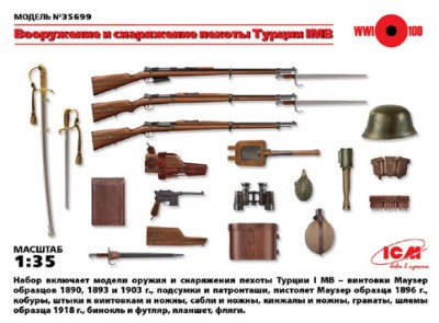 ICM 35699 Вооружение и снаряжение пехоты Турции І МВ 1/35
