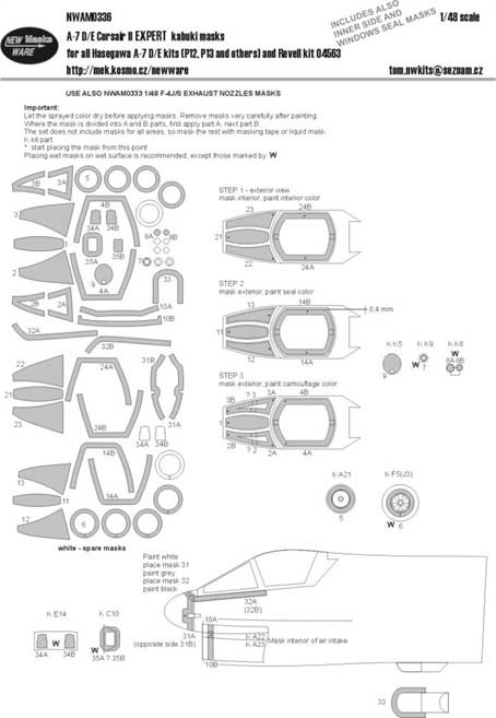 New Ware NWA-M0336 1/48 Mask A-7 D/E Corsair II EXPERT (HAS)