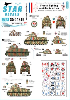 Star Decals 35-C1349 French fighting vehicles in Africa # 2. Somua S 35 - 12e RГ©giment de Chasseurs d'Afrique 1/35