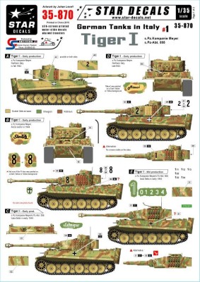 Star Decals STAR35870 German Tanks in Italy #1 - Pz.Kpfw.VI Tiger I. s.Pz.Kp. Meyer, s.Pz.Abt. 508 1/35