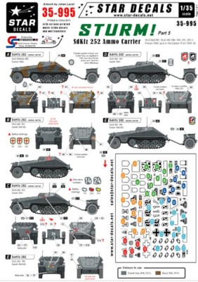 Star Decals STAR35995 Sturm #5. German Sd.Kfz.252 Ammo Carrier. Sturmgeschutz/StuG .Bat 660, Sturmgeschutz/StuG .Abt 186, 190, 201, 203 1/35