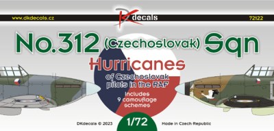 Dk Decals 72122 No.312 Sqn RAF Hurricanes CZ pilots (9x camo) 1/72