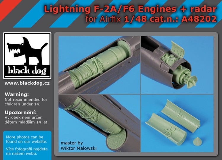 Black Dog A48202 BAC/EELightning F.2A /F.6 engines and radar (designed to be used with Airfix kits) 1/48