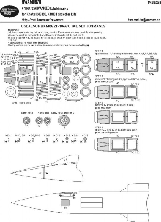 New Ware NWA-M0970 Mask F-104A/C ADVANCED (KIN) 1/48
