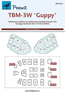 Peewit M72151 1/72 Canopy mask Grumman TBM-3W 'Guppy' (SWORD)