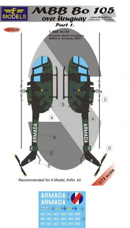 Lf Model C72239 Decals MBB Bo 105 over Uruguay (AMOD) Part 1 1/72