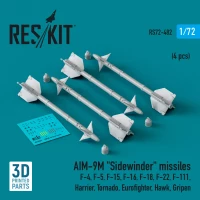 Reskit 72482 AIM-9M 'Sidewinder' missiles (4 pcs.) 1/72