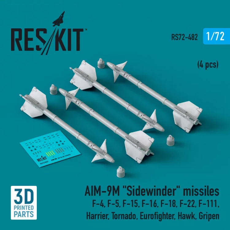 Reskit 72482 AIM-9M 'Sidewinder' missiles (4 pcs.) 1/72