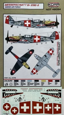 Kora Model NDT48054 Decals Messerschmitt Bf 109G-6 Swiss A.F. 1/48