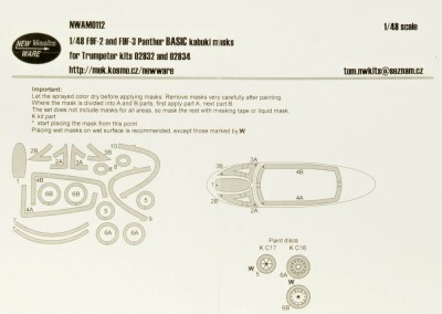 New Ware NWA-M0112 Mask F9F-2 and F9F-3 Panther BASIC (TRUMP) 1/48