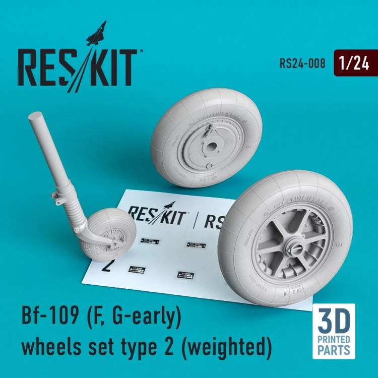Reskit RS24-008 Bf-109 (F, G-early) wheels type 2 (weighted) 1/24