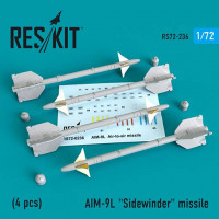 Reskit RS72-0236 AIM-9L Sidewinder missile (4 pcs.) 1/72