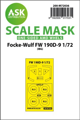 Art Scale 200-M72036 Focke-Wulf Fw-190D-9 wheels and canopy frame paint masks (outside only) 1/72