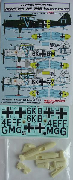 Kora Model CSD7261 Henschel Hs-126B-1 Ski - Convers.set & decal 1/72