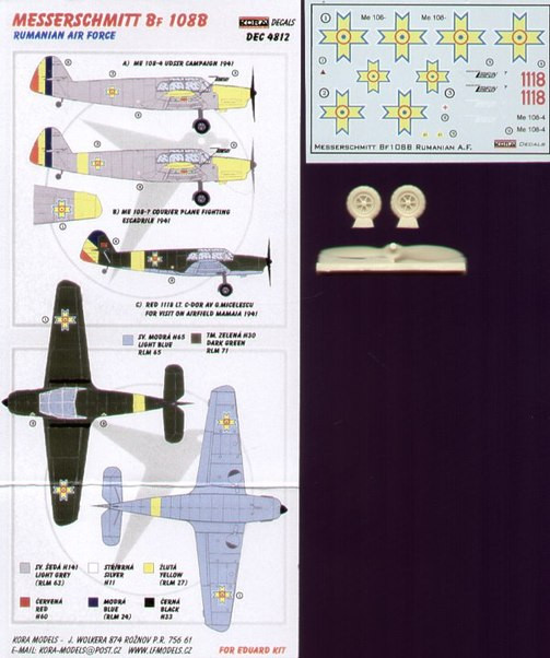 Kora Model DEC4812 Messers. Bf 108B (Romanian Air Force) декали 1/48