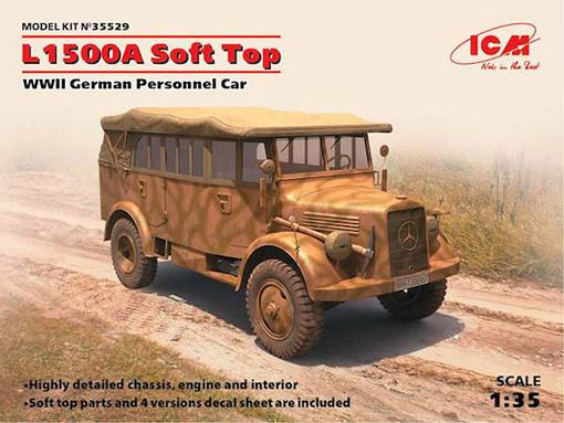 ICM 35529 L1500A с поднятым тентом, Германский армейский автомобиль II MB 1/35