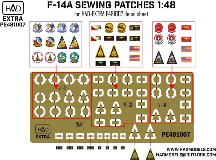 HAD PE481007 F-14A Sewing Patches (PE set) Vol.2 1/48