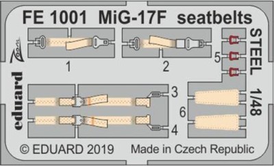 Eduard FE1001 1/48 MiG-17F seatbelts STEEL (HOBBYB)
