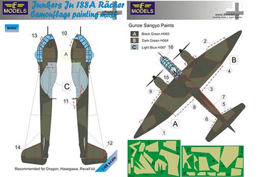 Lf Model M4882 Mask Ju 188A Racher Camouflage painting 1/48